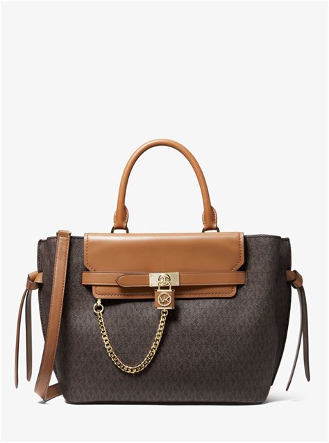 michael kors hamilton traveler large zip satchel|Hamilton Large Studded Leather Belted Satchel .